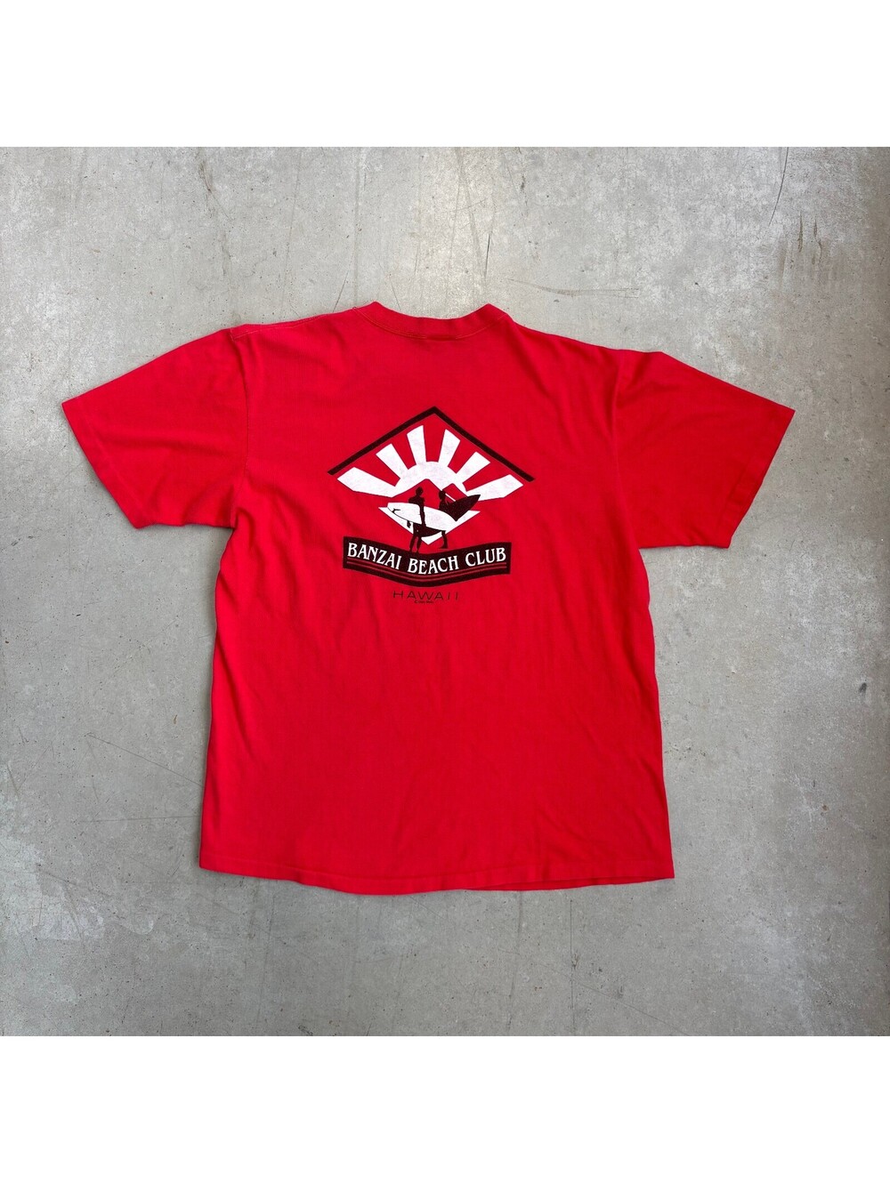 Vintage 80s Banzai Beach Club Graphic T-Shirt Large Red
